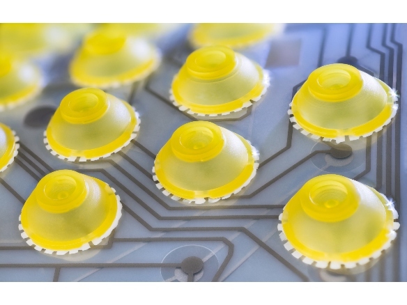 silicon rubber yellow dome switches of push buttons on flexible PCB